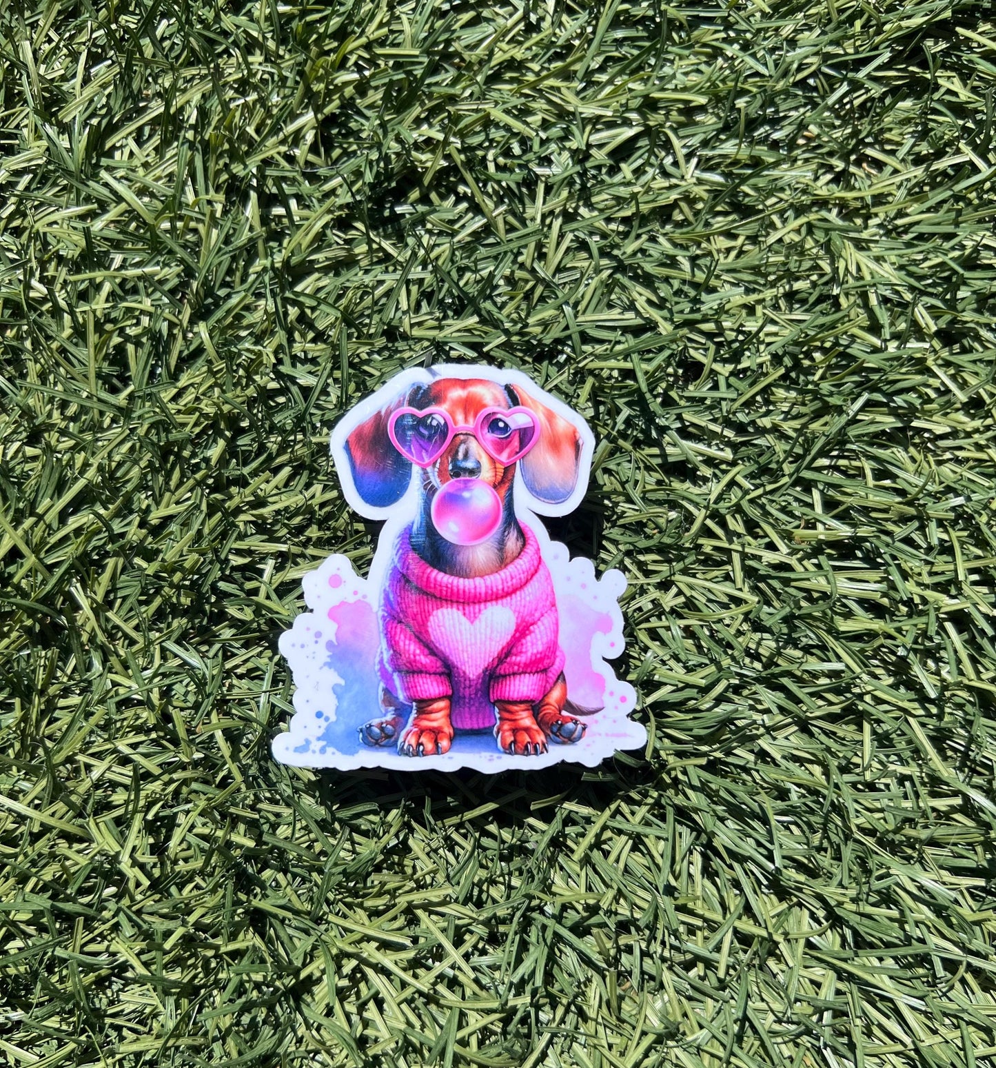 Cute Pink Bubblegum Dachshund Dog Sticker