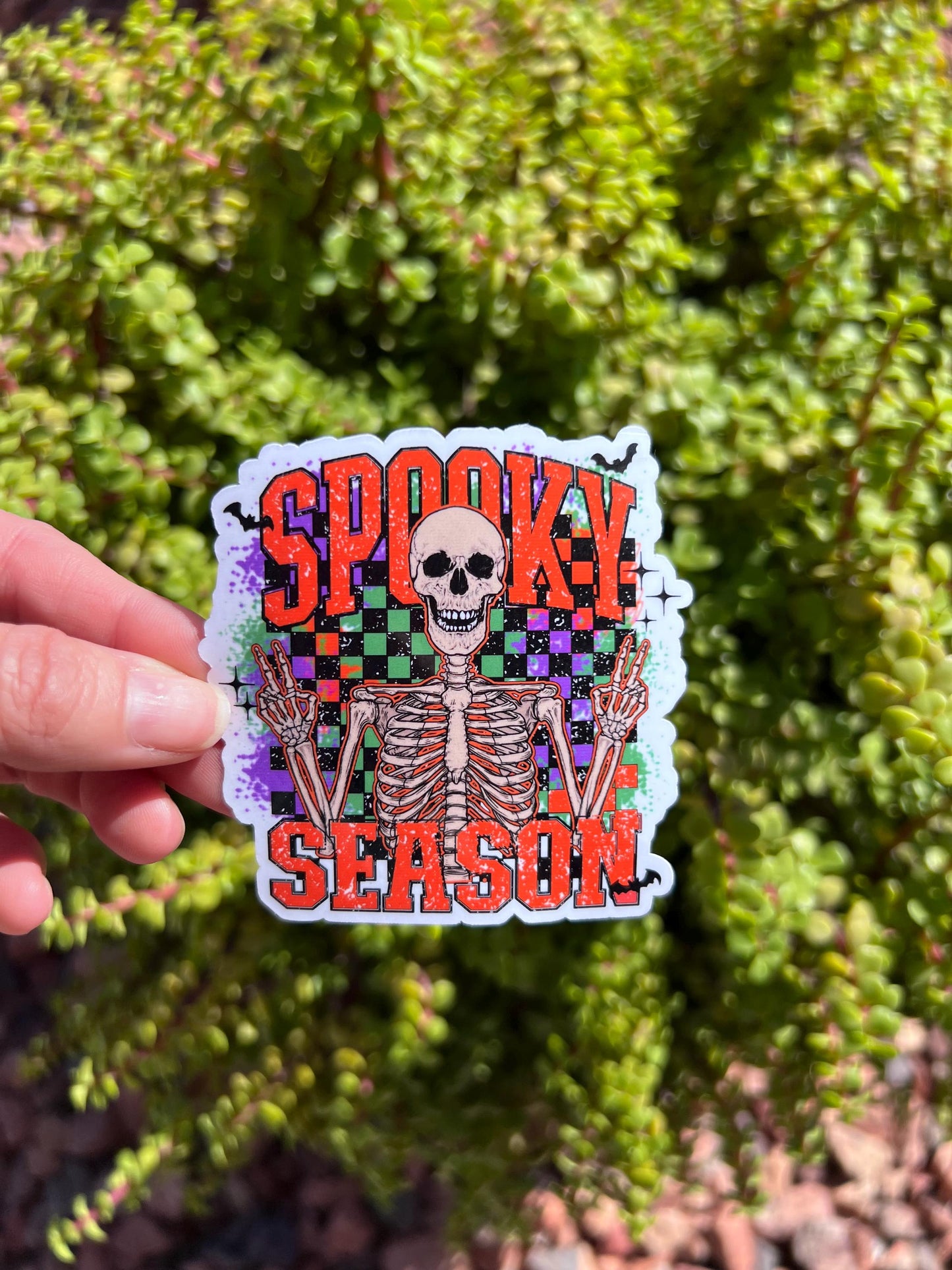 Spooky Season Skeleton Sticker – Clear or Holographic, 2" or 3"