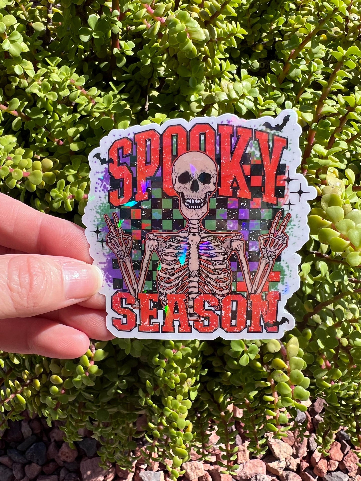 Spooky Season Skeleton Sticker – Clear or Holographic, 2" or 3"