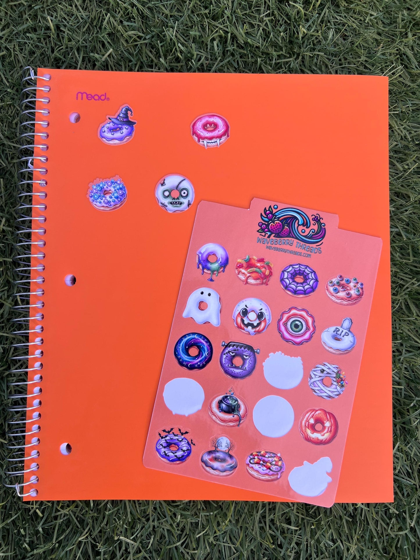 Halloween Donut Sticker Sheet – Spooky Cute Donuts for Journaling, Planners, Crafts, and Scrapbooking – 4.7x7.1"