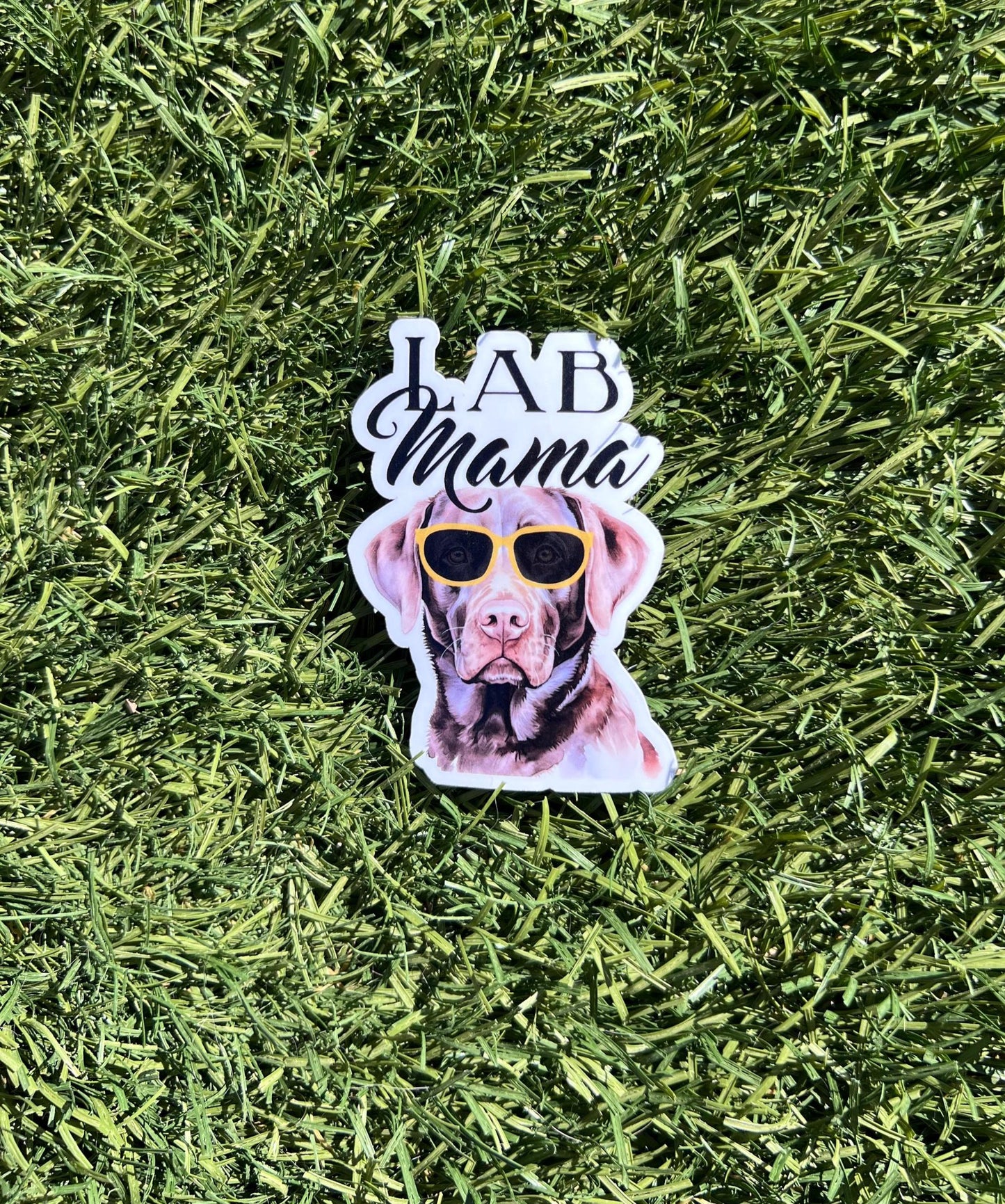 Lab Mama Sticker – Yellow or Chocolate Lab Dog Mom Decal, Water-Resistant Vinyl, 2" or 3" Labrador Lover Gift for Dog Moms