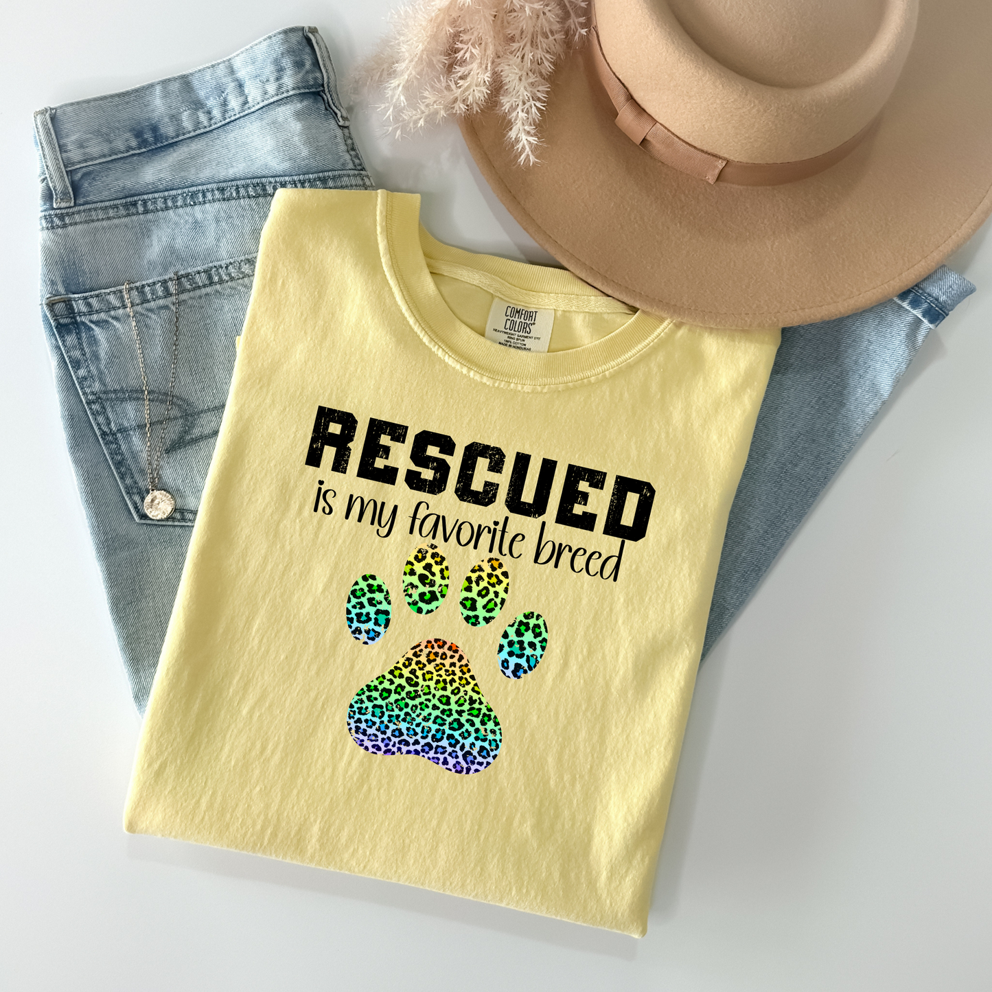 Rescued Is My Favorite Breed T-Shirt - WaveBerry Threads
