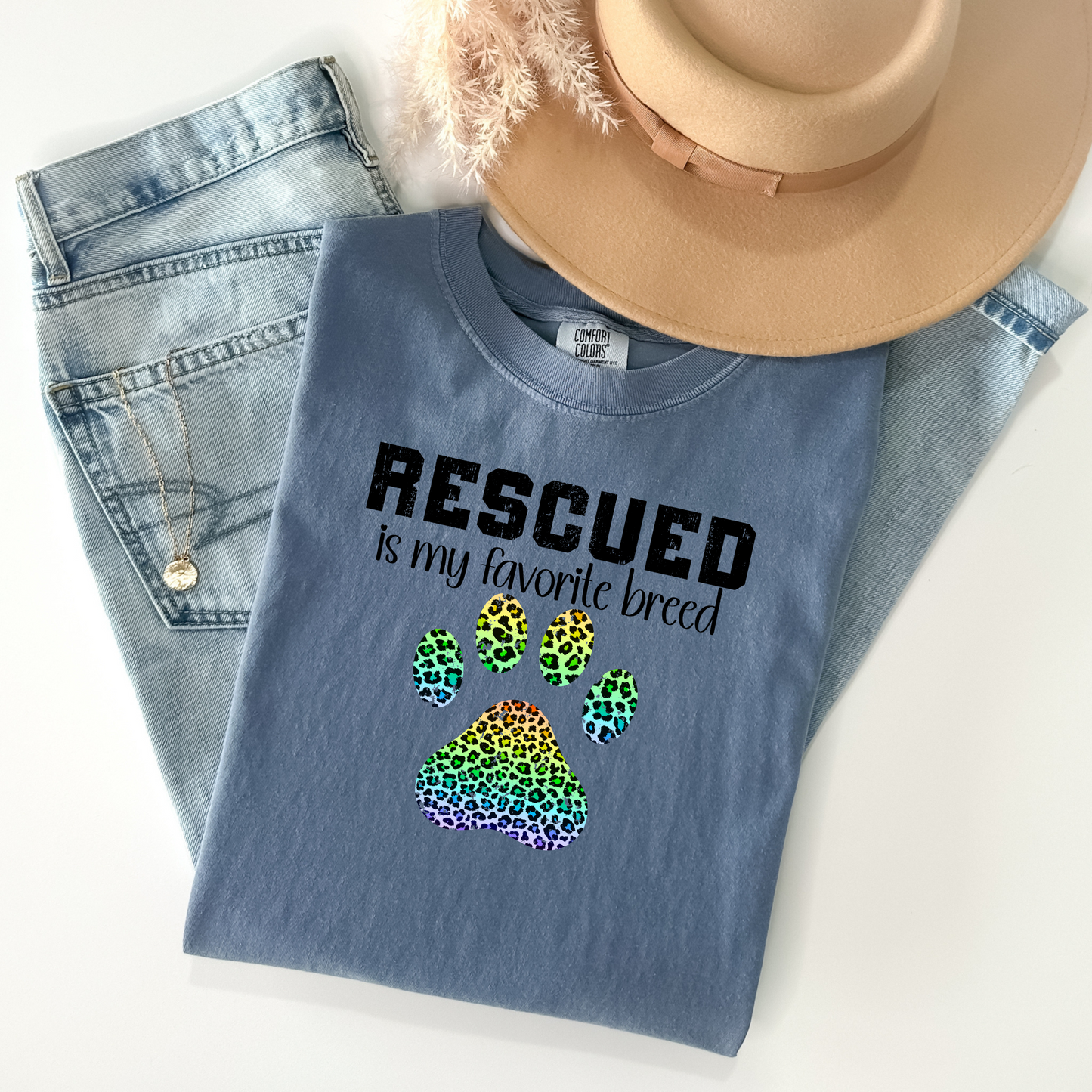 Rescued Is My Favorite Breed T-Shirt - WaveBerry Threads
