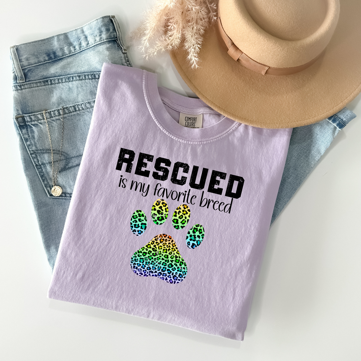 Rescued Is My Favorite Breed T-Shirt - WaveBerry Threads