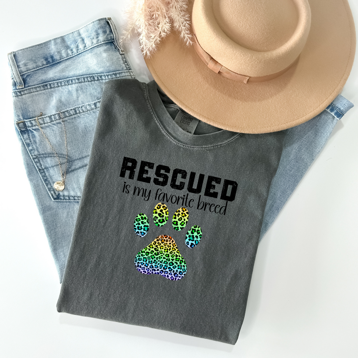 Rescued Is My Favorite Breed T-Shirt - WaveBerry Threads