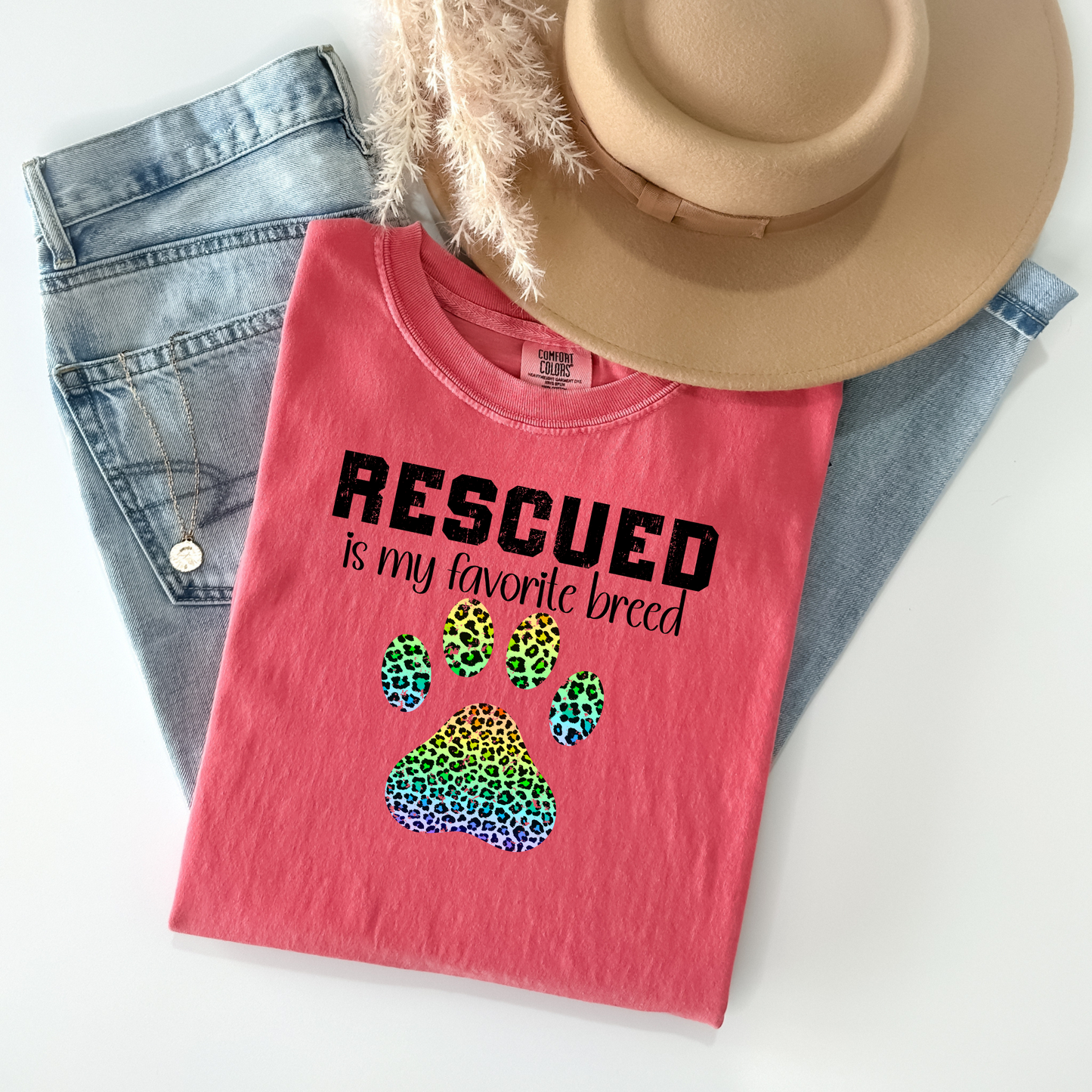 Rescued Is My Favorite Breed T-Shirt - WaveBerry Threads