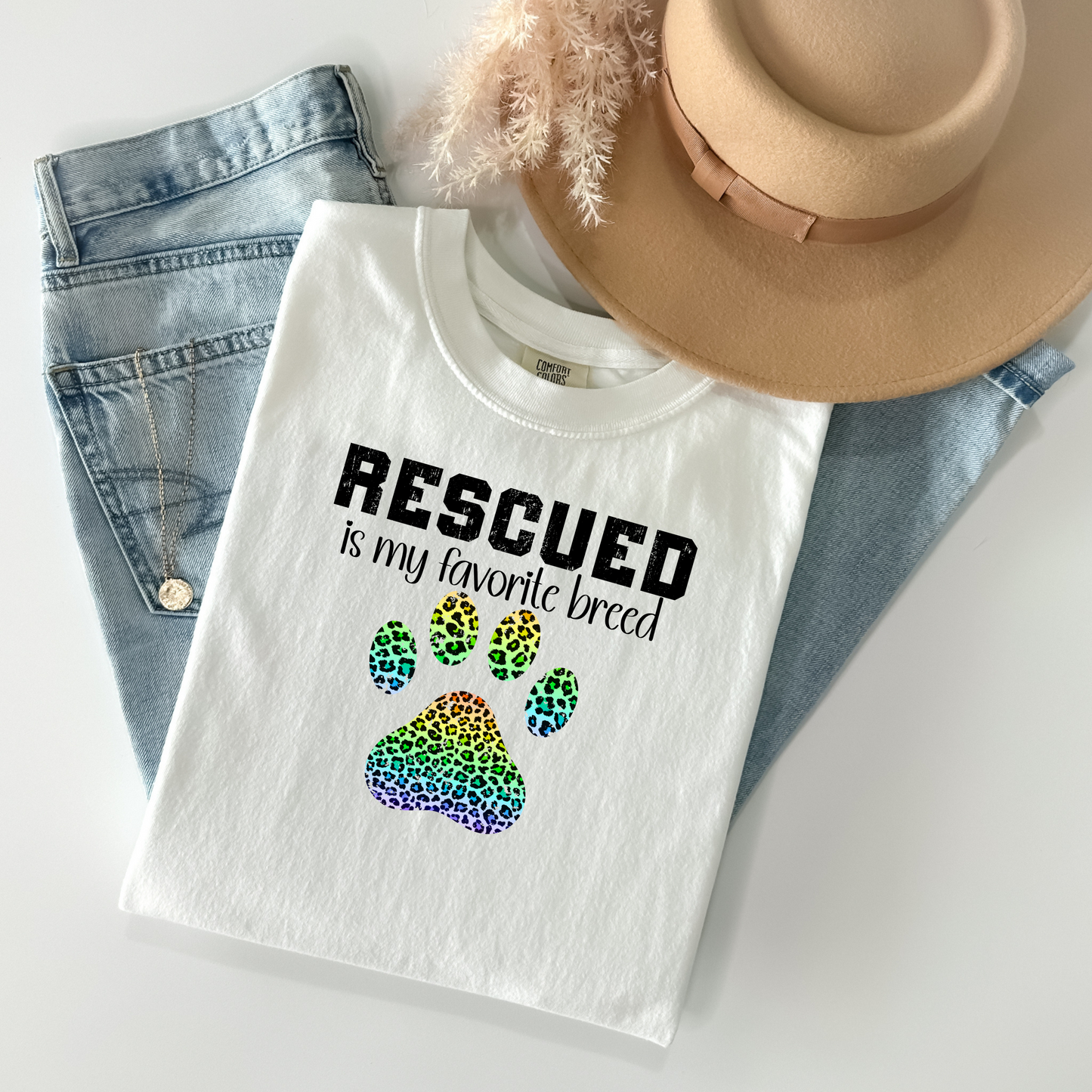 Rescued Is My Favorite Breed T-Shirt - WaveBerry Threads