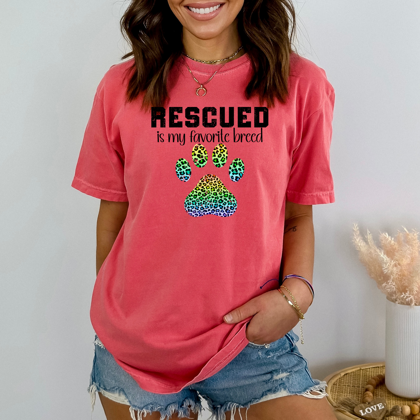 Rescued Is My Favorite Breed T-Shirt - WaveBerry Threads