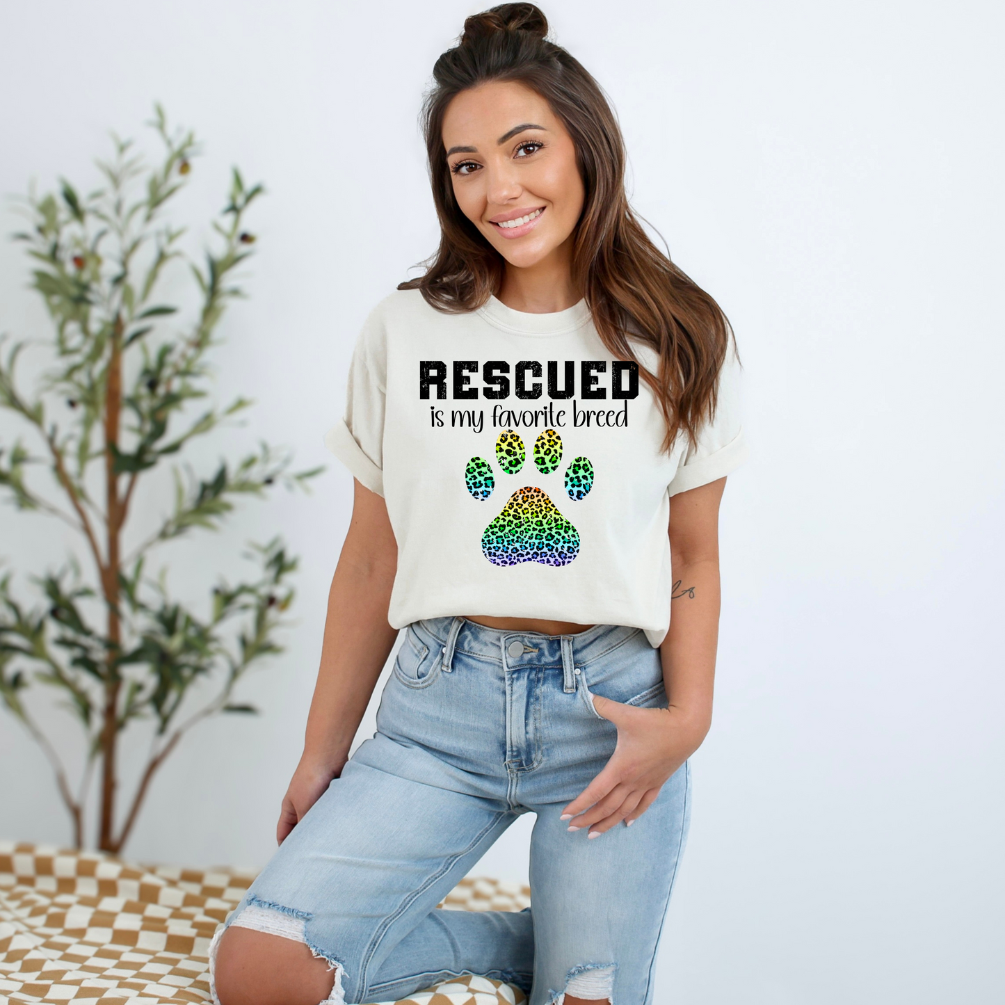 Rescued Is My Favorite Breed T-Shirt - WaveBerry Threads