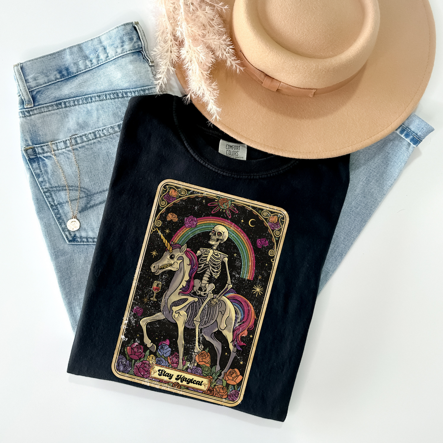 Stay Magical Skeleton Tarot Card T-Shirt - WaveBerry Threads
