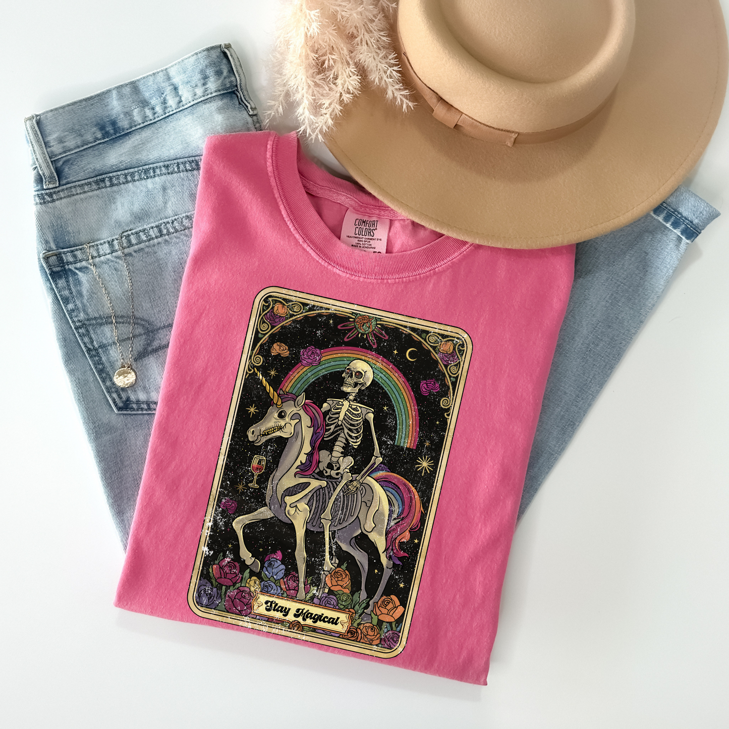 Stay Magical Skeleton Tarot Card T-Shirt - WaveBerry Threads