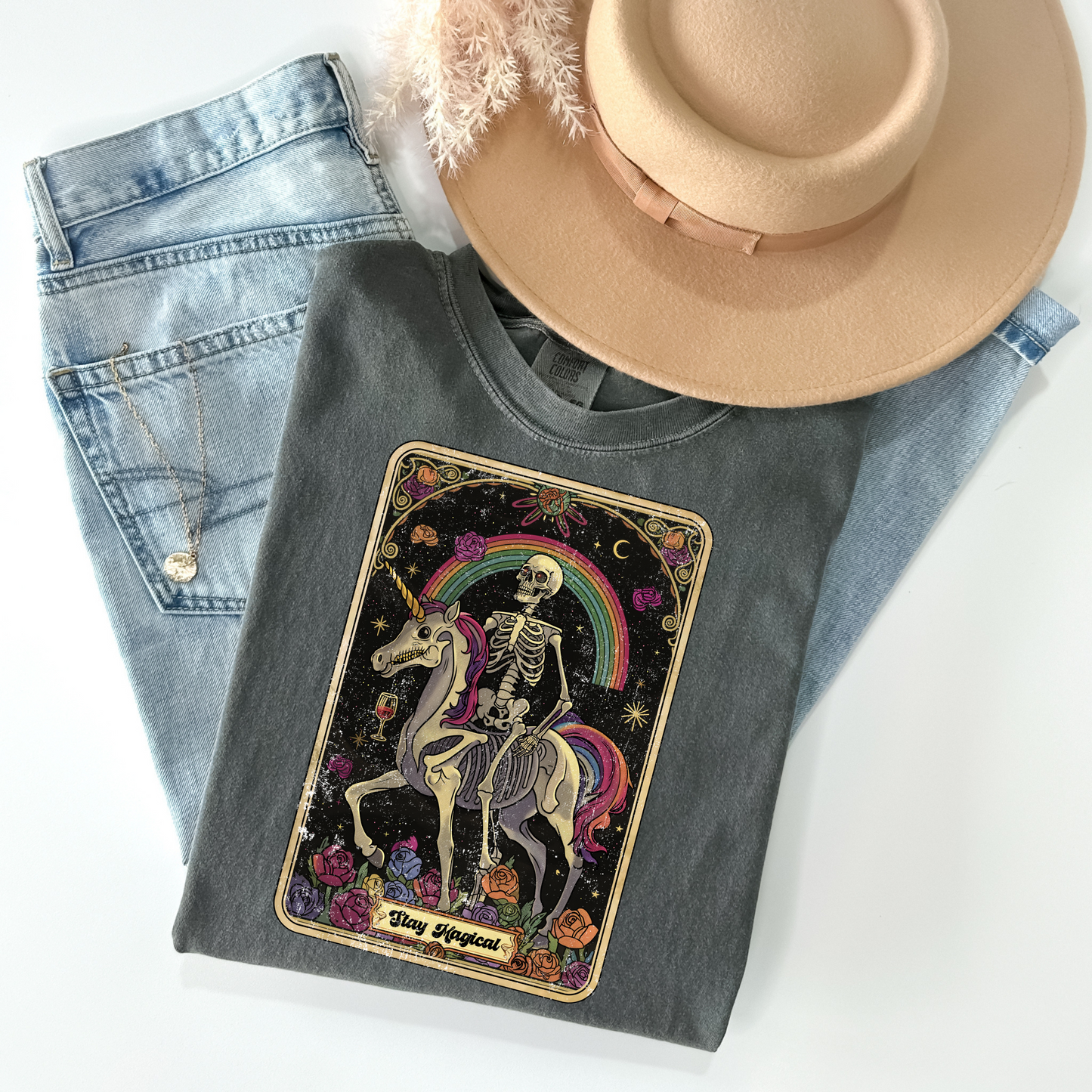 Stay Magical Skeleton Tarot Card T-Shirt - WaveBerry Threads