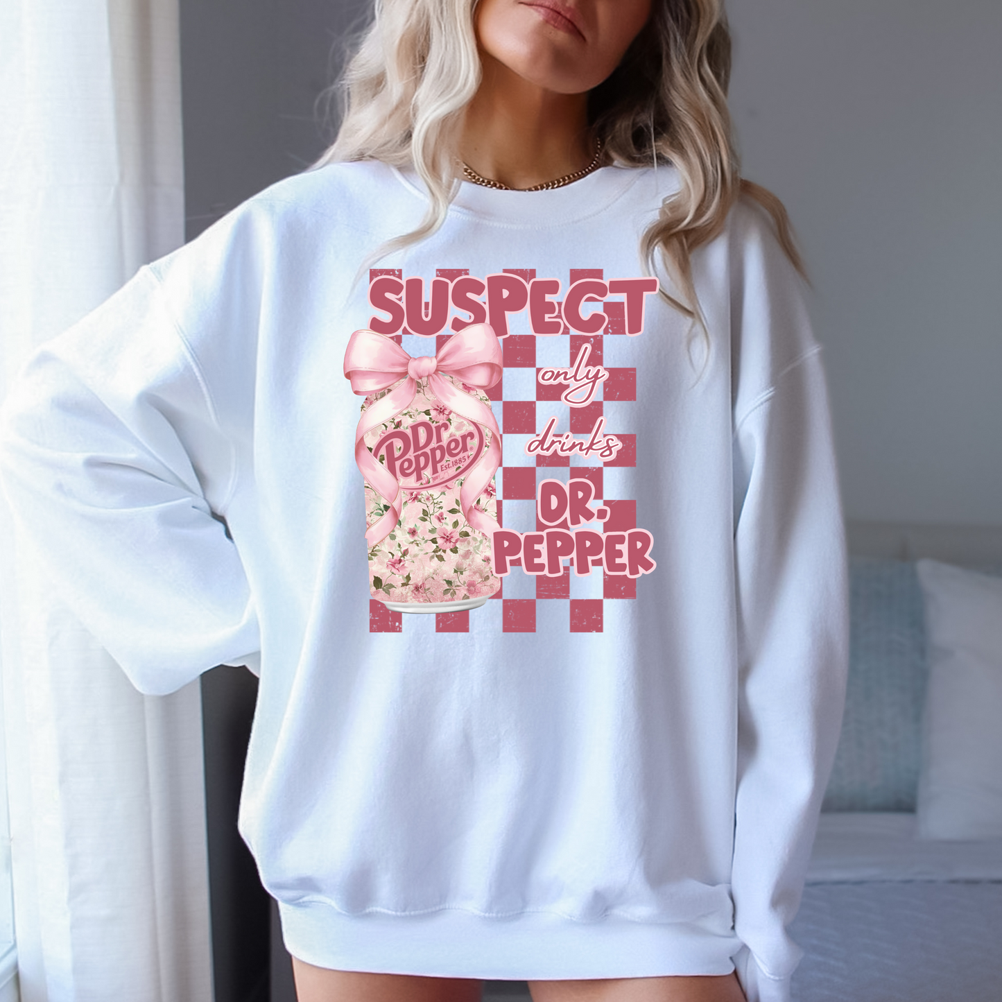 Dr. Pepper Suspect Shirt, Dr. Pepper Pink Bow Coquette Sweatshirt
