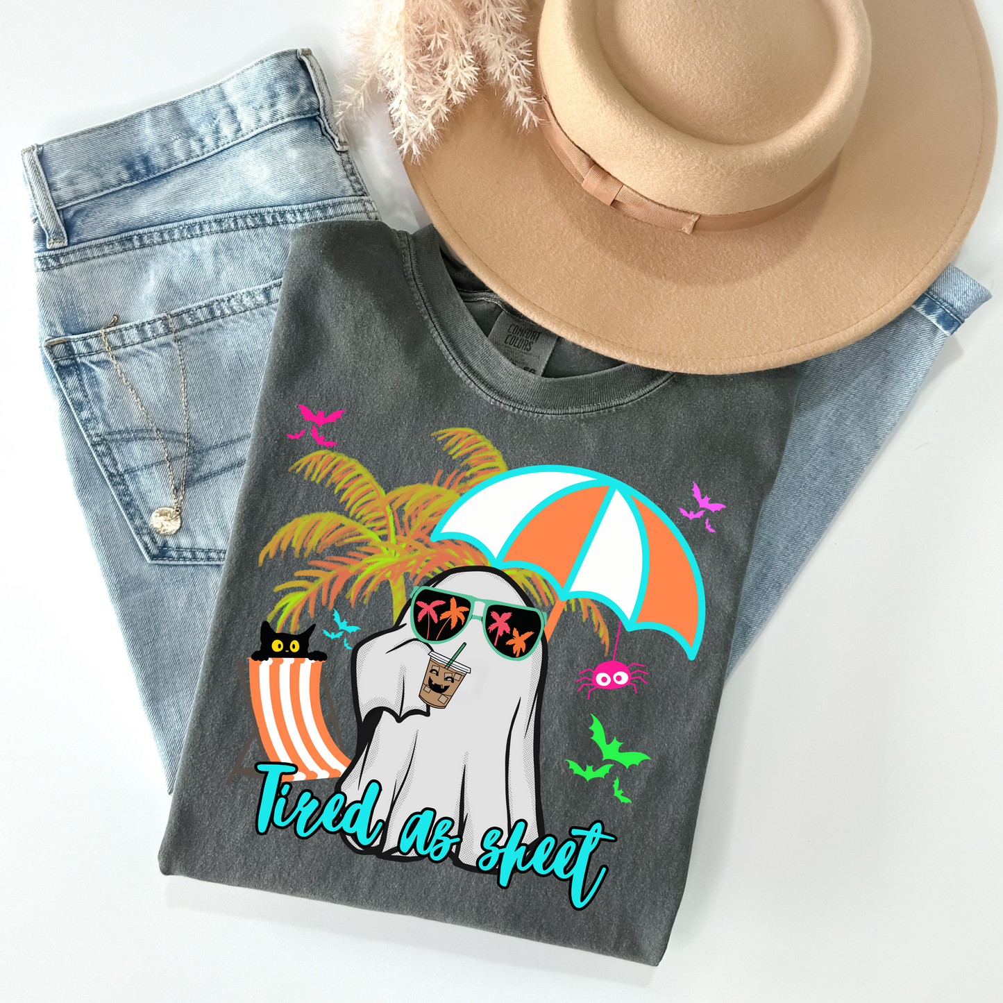 Tired As Sheet Summer Ghost T-Shirt - WaveBerry Threads