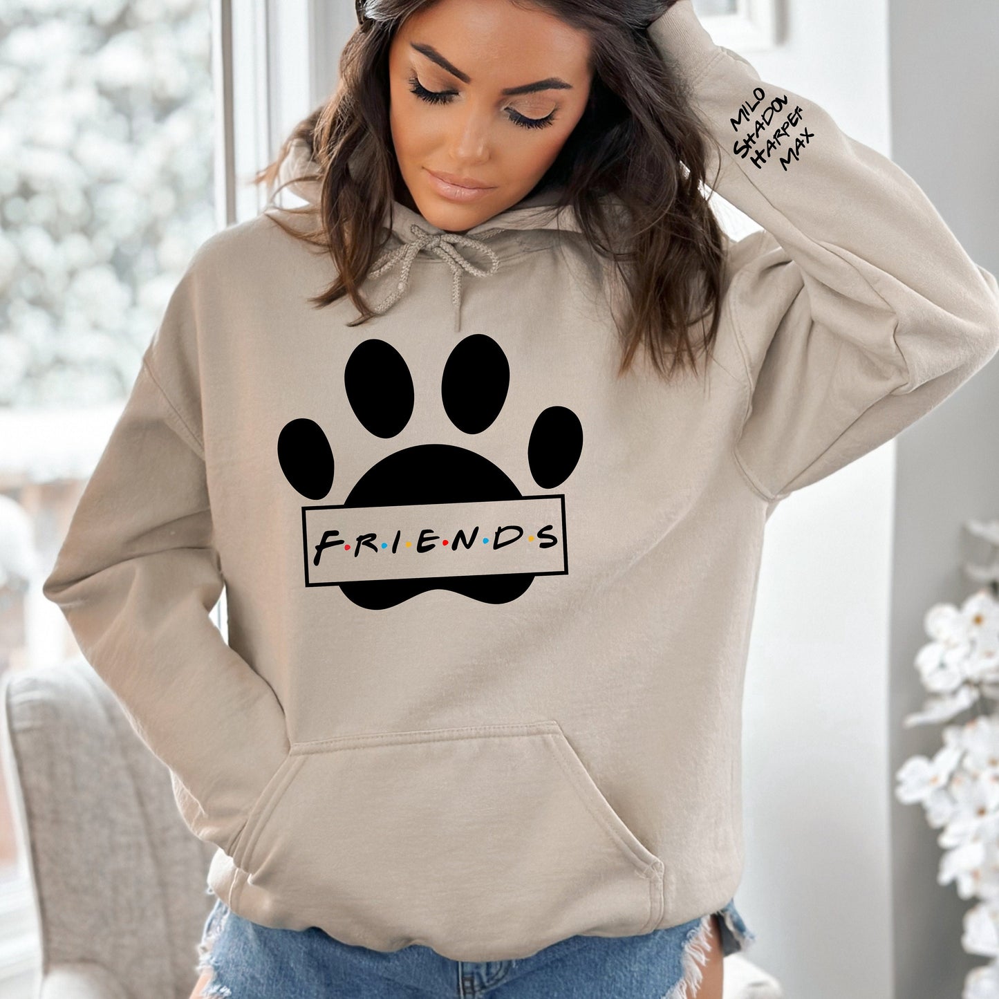 Personalized Friends Paw Print Hoodie Sweatshirt - WaveBerry Threads