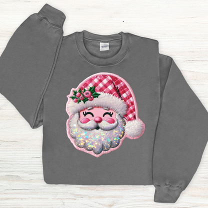 Santa Faux Embroidered Christmas Crewneck Sweatshirt - WaveBerry Threads