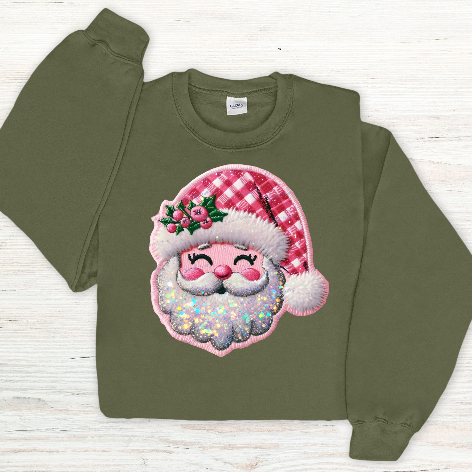 Santa Faux Embroidered Christmas Crewneck Sweatshirt - WaveBerry Threads