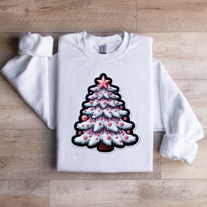 Faux Embroidered Christmas Tree Crewneck Sweatshirt - WaveBerry Threads