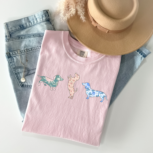 Dachshund Coquette Floral T-Shirt - WaveBerry Threads