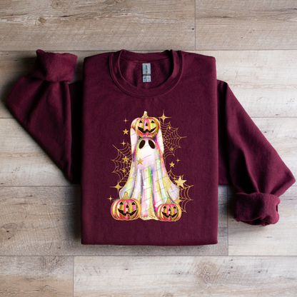 Glitter Ghost Pumpkin Crewneck Sweatshirt