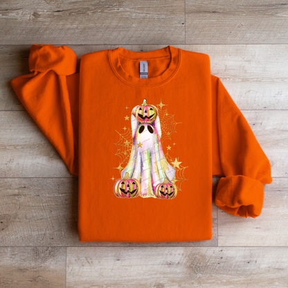 Glitter Ghost Pumpkin Crewneck Sweatshirt