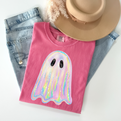 Sparkly Holographic Ghost T-Shirt - WaveBerry Threads