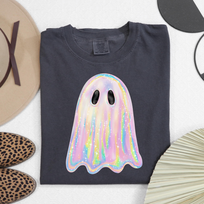 Sparkly Holographic Ghost T-Shirt - WaveBerry Threads