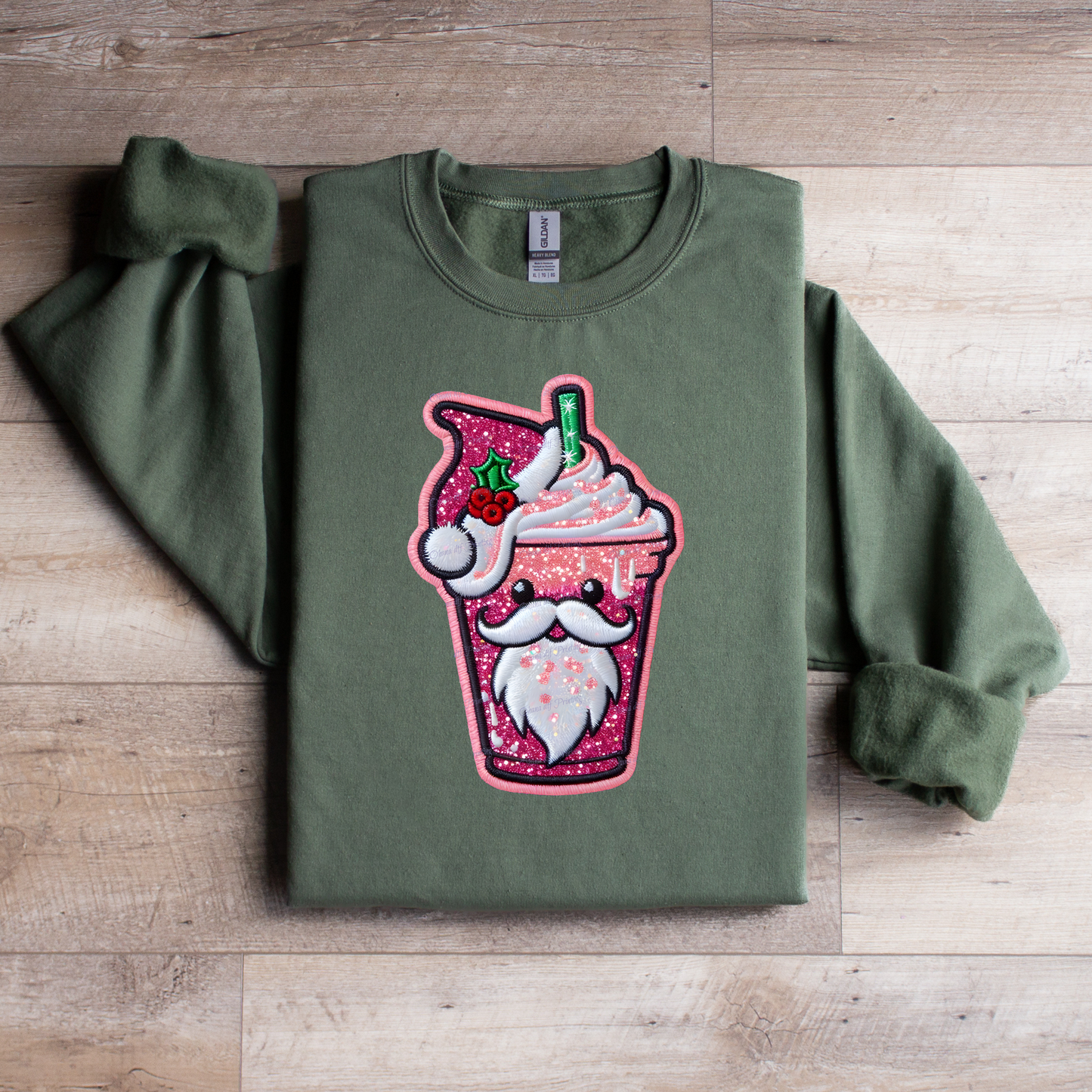 Christmas Iced Coffee Santa Crewneck Sweatshirt - WaveBerry Threads