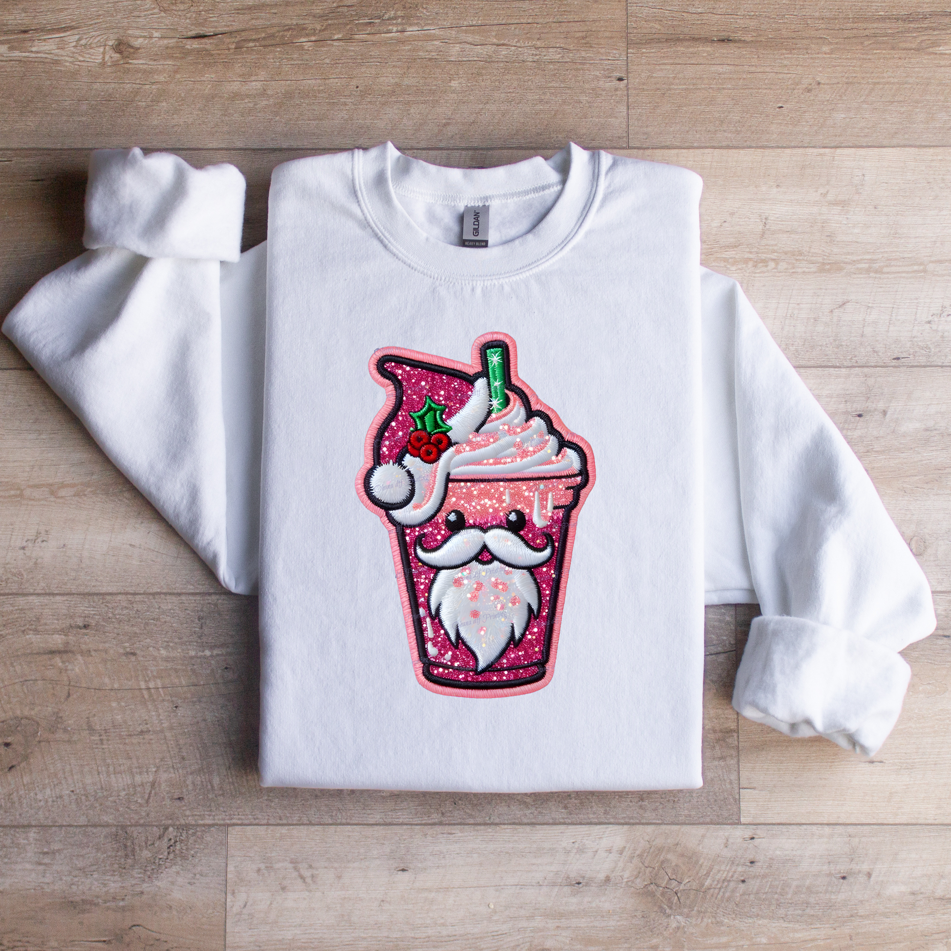 Christmas Iced Coffee Santa Crewneck Sweatshirt - WaveBerry Threads