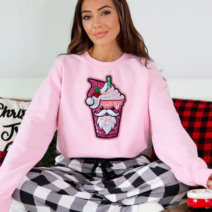 Christmas Iced Coffee Santa Crewneck Sweatshirt - WaveBerry Threads