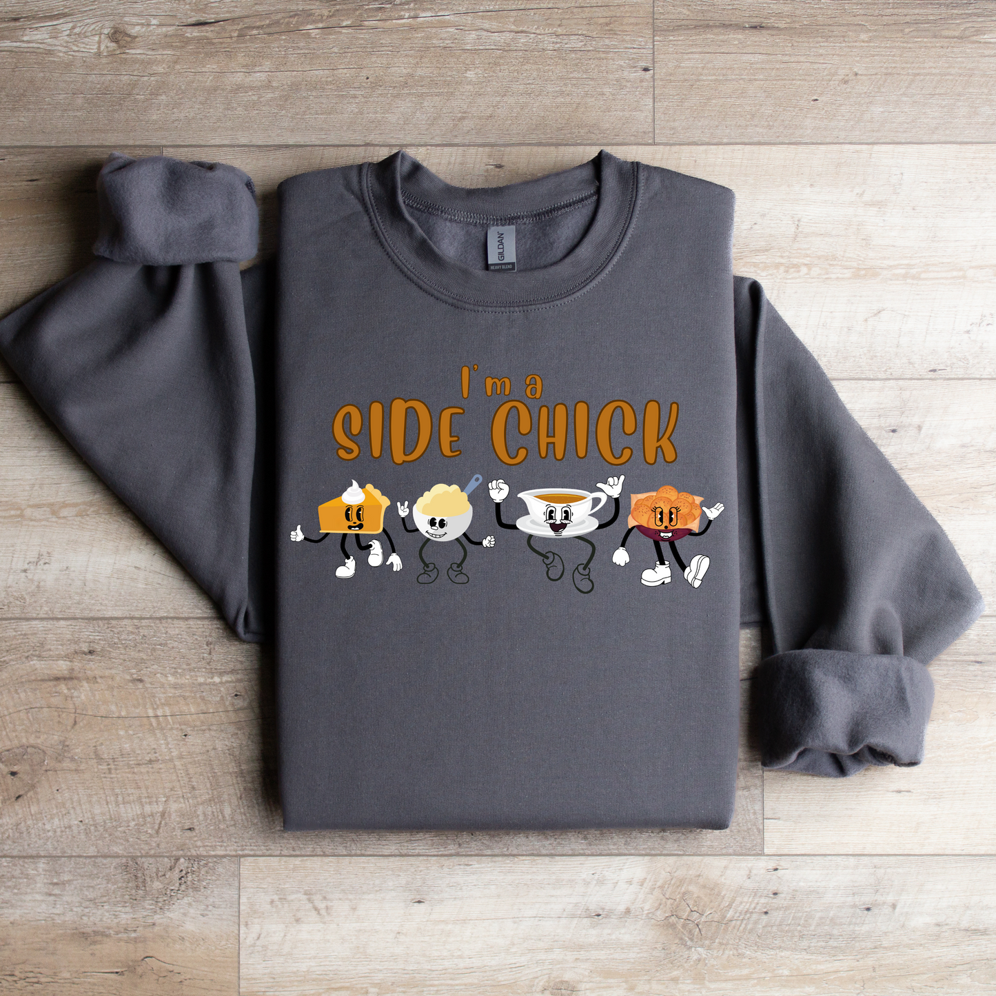 Side Chick  Retro Thanksgiving Sweatshirt - WaveBerry Threads