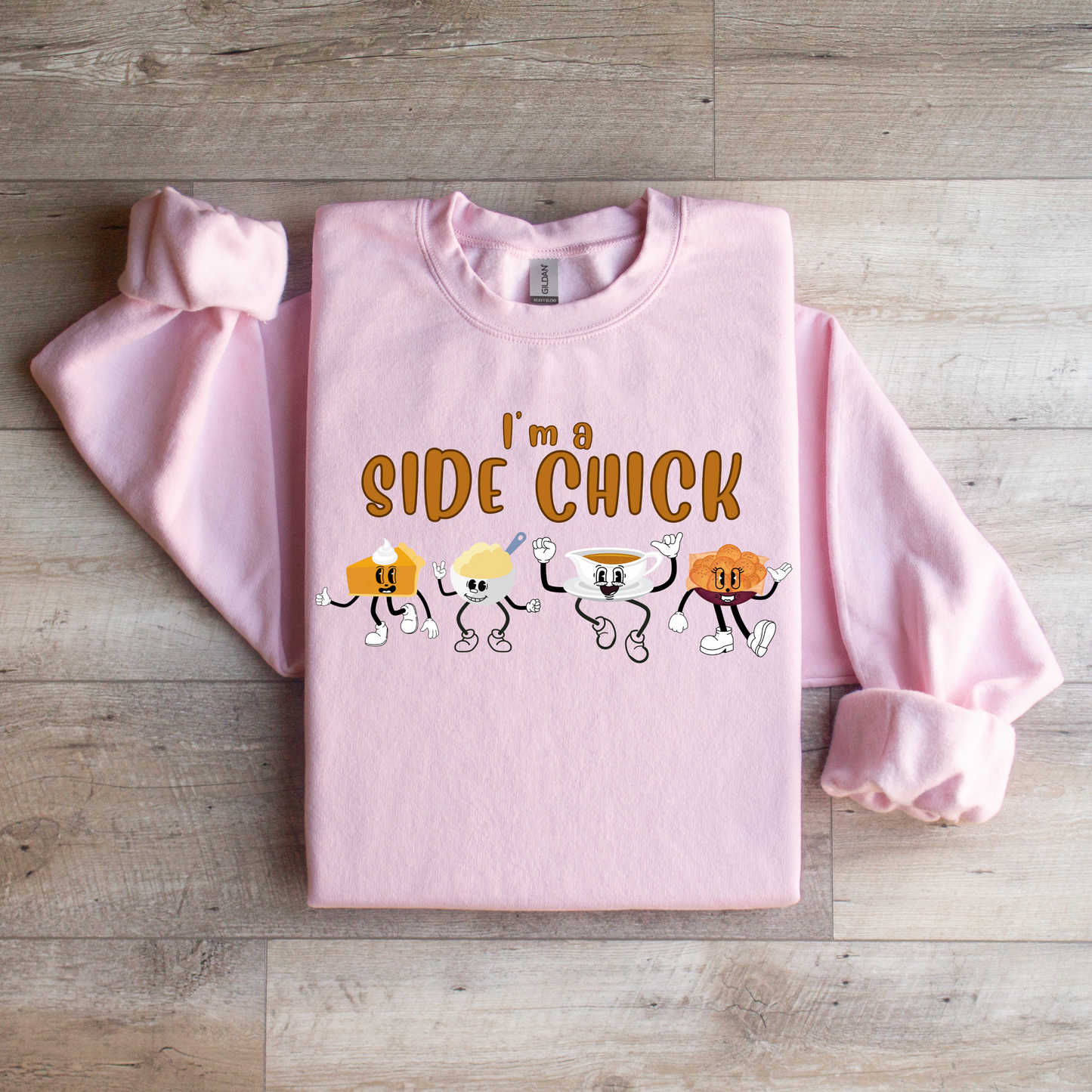 Side Chick  Retro Thanksgiving Sweatshirt - WaveBerry Threads