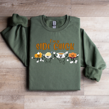 Side Chick  Retro Thanksgiving Sweatshirt - WaveBerry Threads