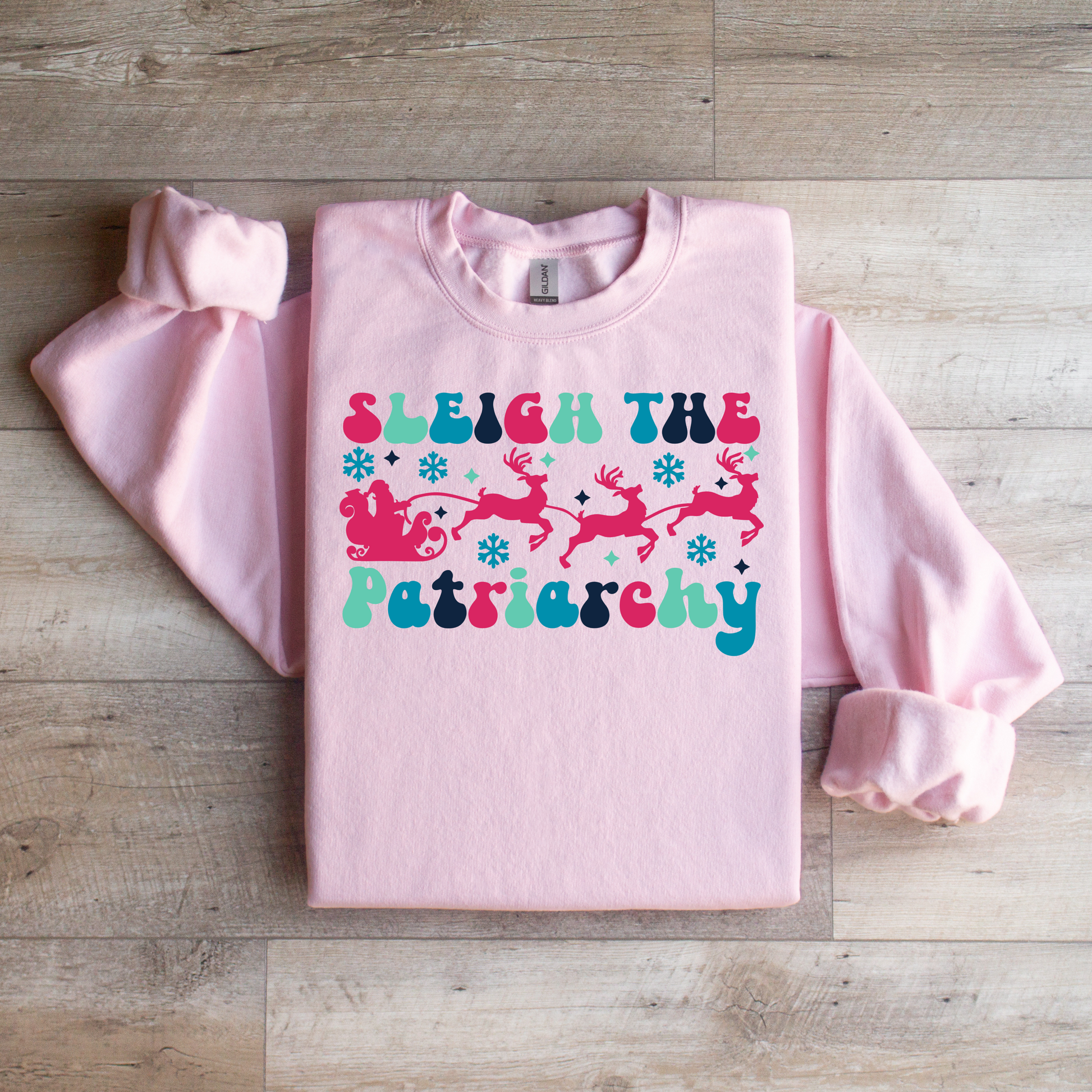 Sleigh the Patriarchy Christmas Crewneck Sweatshirt - WaveBerry Threads