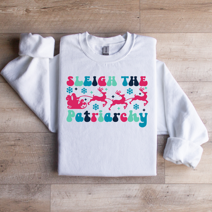 Sleigh the Patriarchy Christmas Crewneck Sweatshirt - WaveBerry Threads