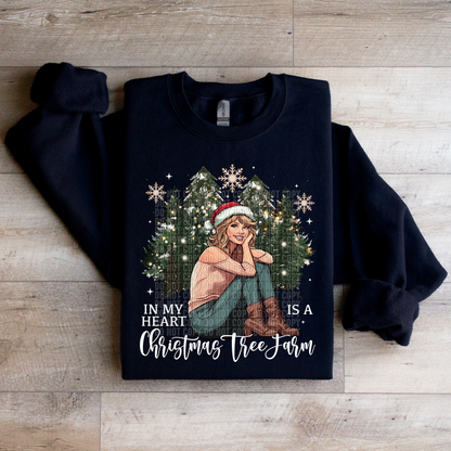 Merry Swiftmas Christmas Tree Farm Crewneck Sweatshirt - WaveBerry Threads