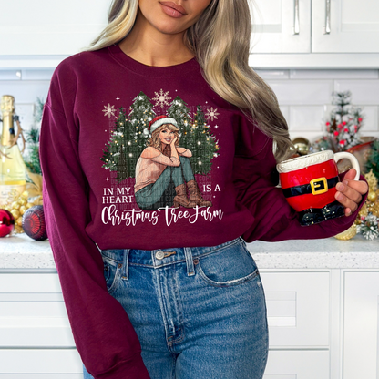 Merry Swiftmas Christmas Tree Farm Crewneck Sweatshirt - WaveBerry Threads