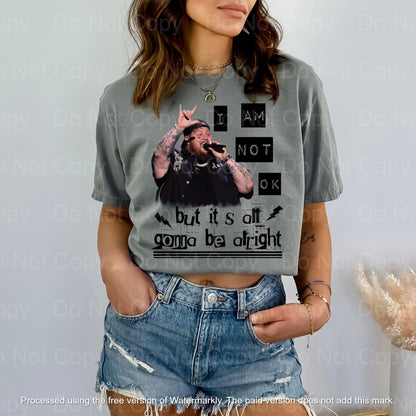 I Am Not OK, but it's all Gonna be Alright Jelly Roll Quote Shirt - WaveBerry Threads