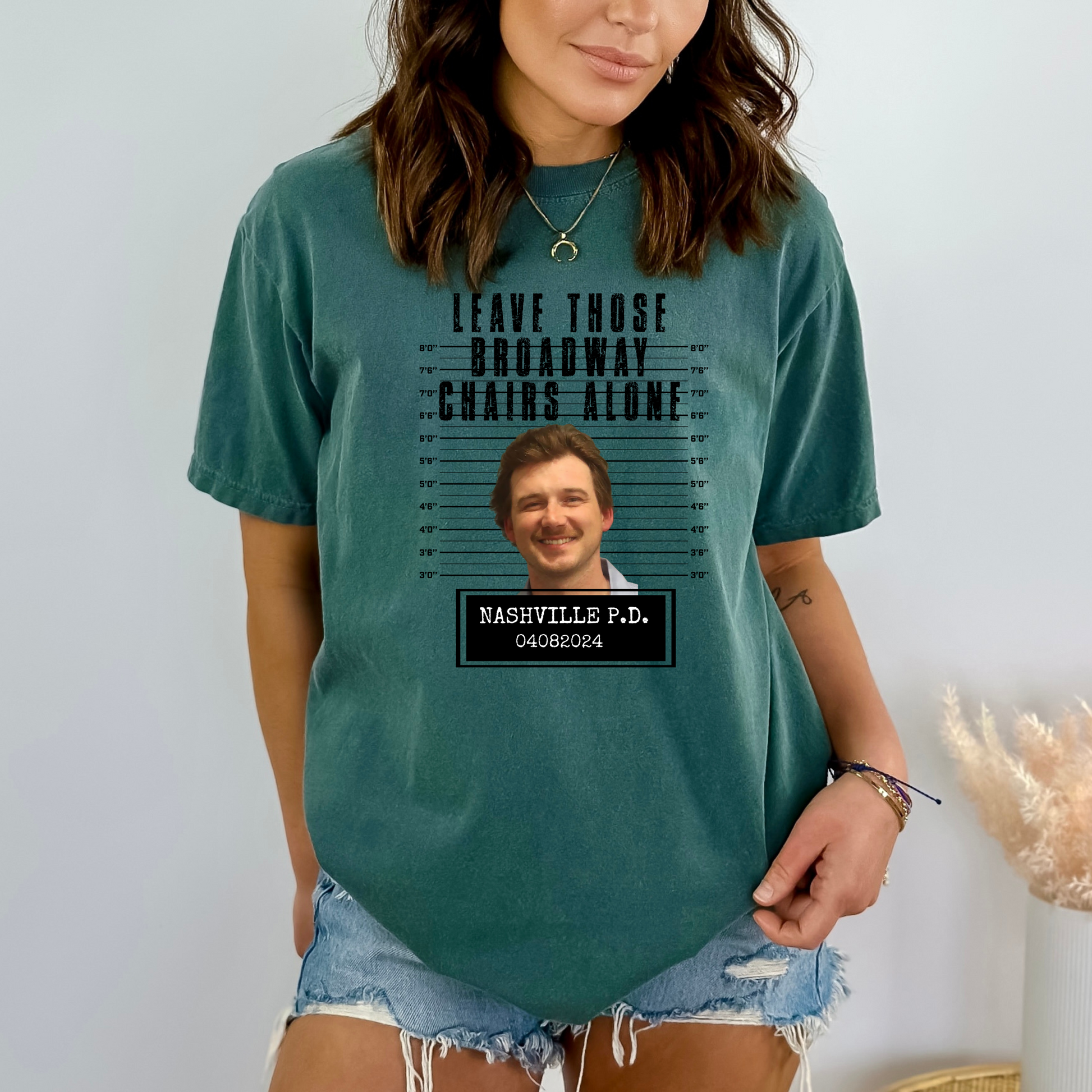 Morgan Wallen Mugshot T-Shirt Leave Those Broadway Chairs Alone - WaveBerry Threads