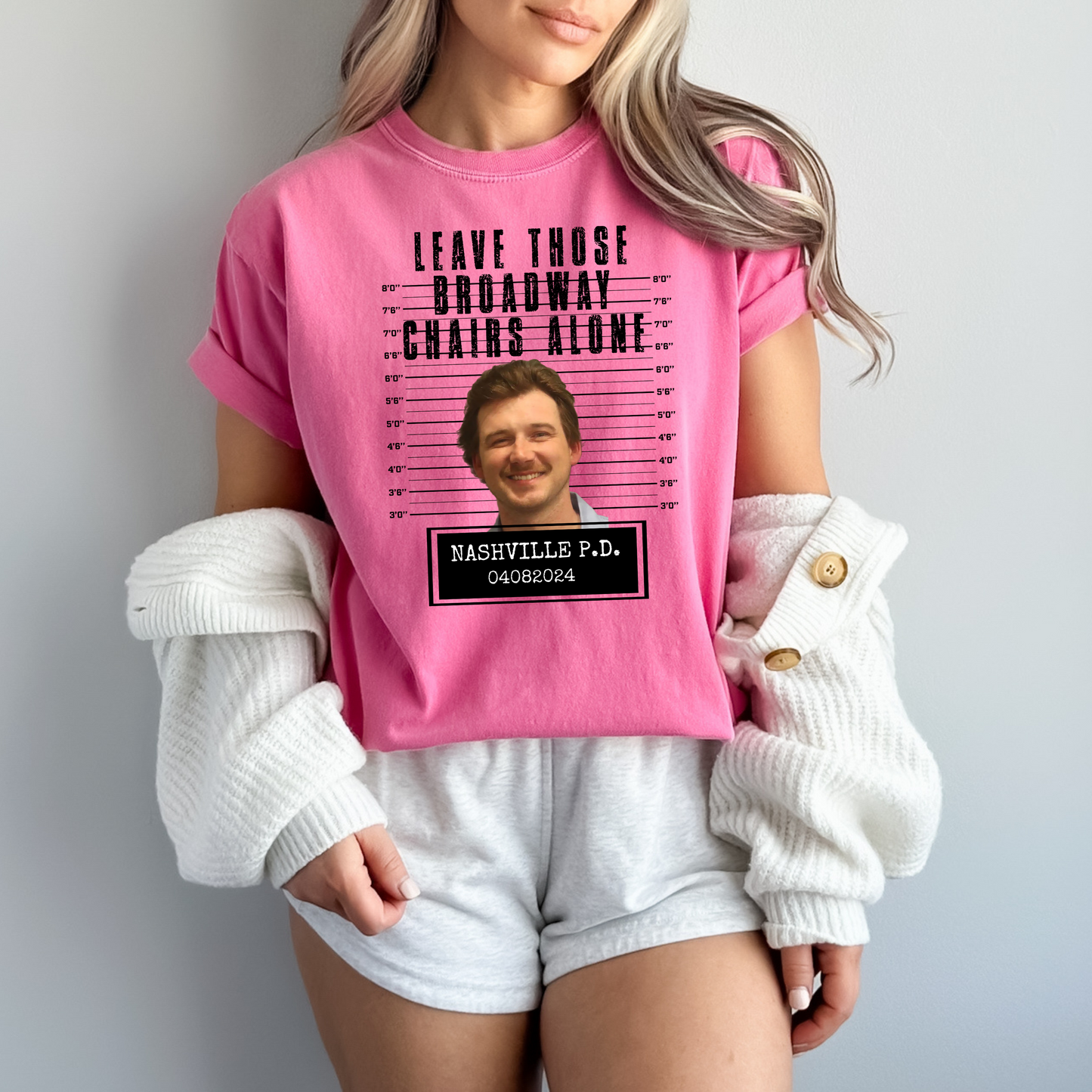 Morgan Wallen Mugshot T-Shirt Leave Those Broadway Chairs Alone - WaveBerry Threads