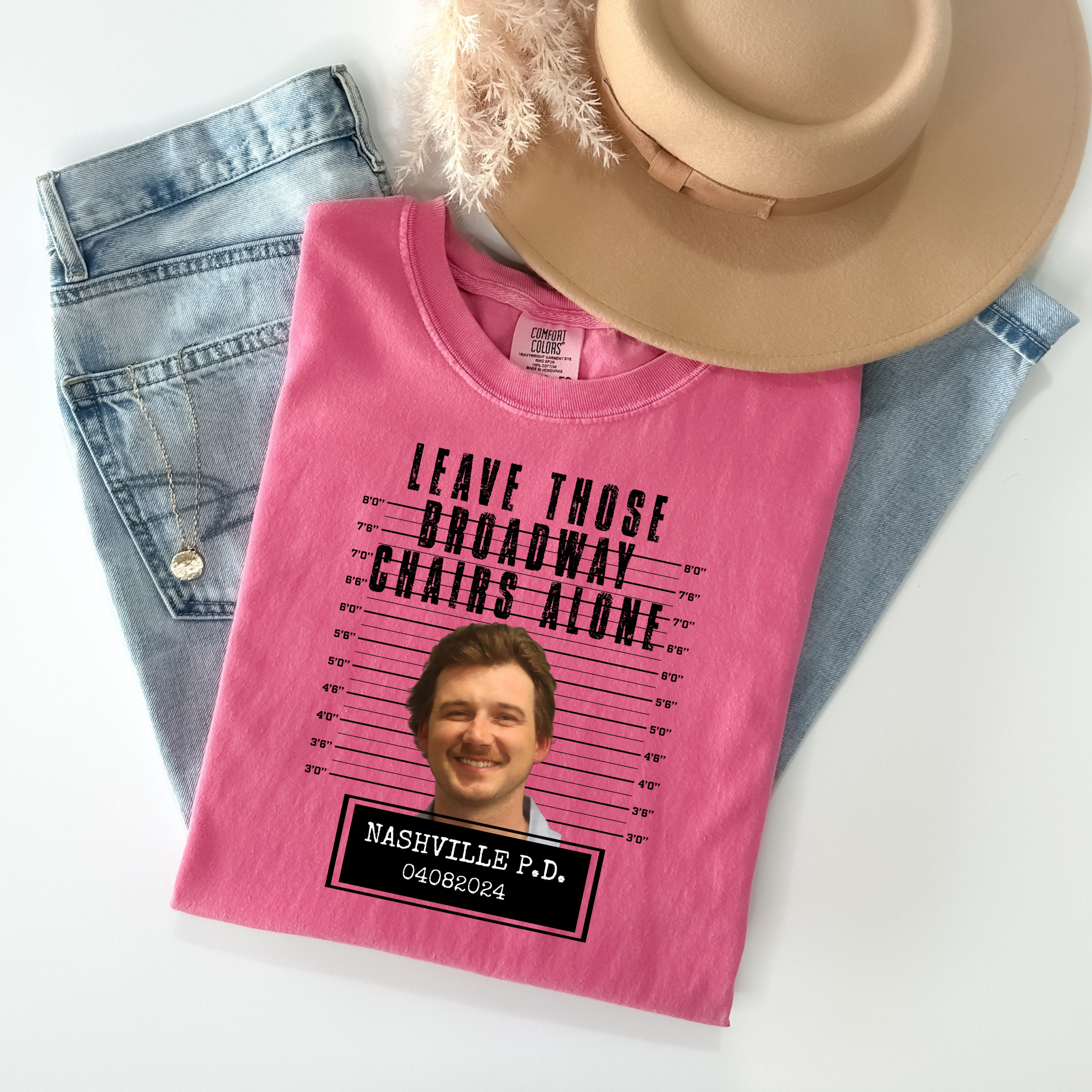 Morgan Wallen Mugshot T-Shirt Leave Those Broadway Chairs Alone - WaveBerry Threads