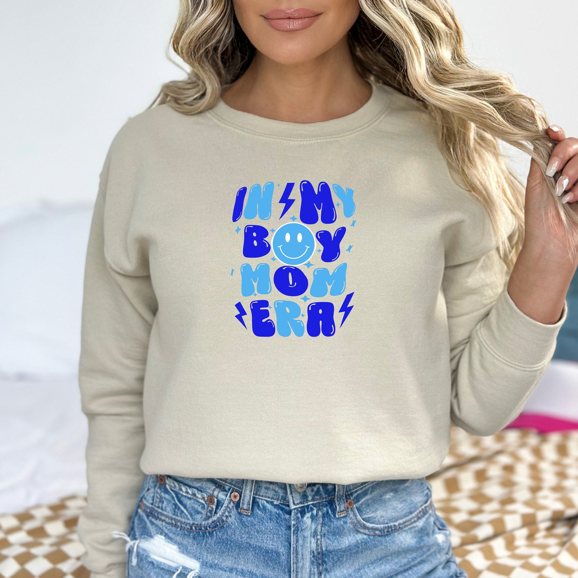 In My Boy Mom Era Crewneck Sweatshirt - WaveBerry Threads