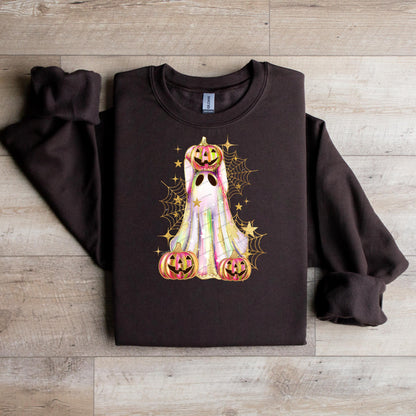 Glitter Ghost Pumpkin Crewneck Sweatshirt