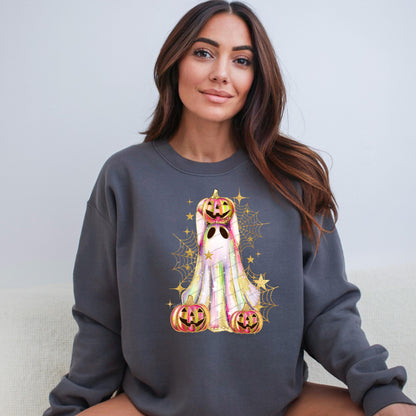 Glitter Ghost Pumpkin Crewneck Sweatshirt