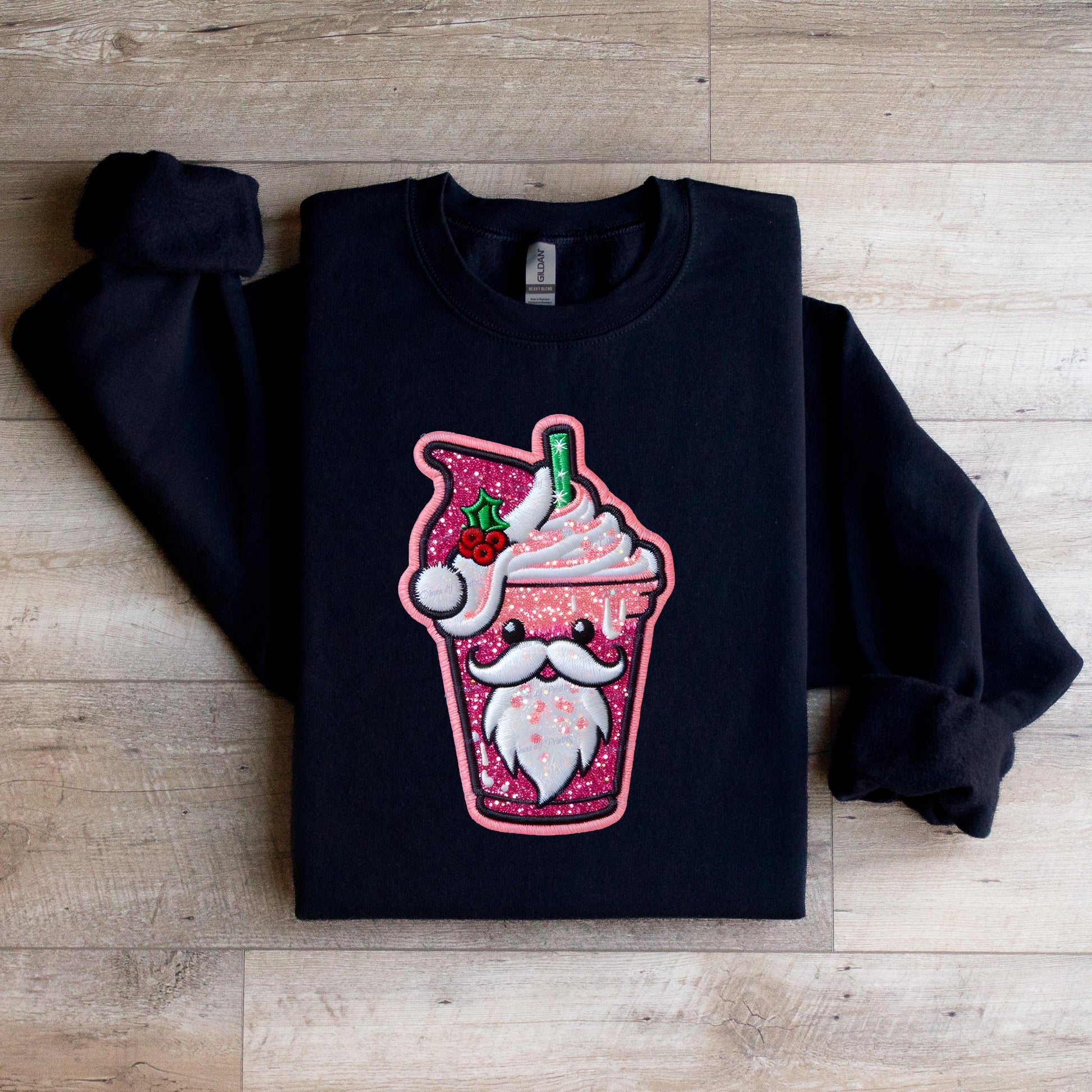 Christmas Iced Coffee Santa Crewneck Sweatshirt - WaveBerry Threads