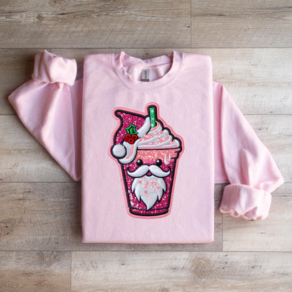 Christmas Iced Coffee Santa Crewneck Sweatshirt - WaveBerry Threads