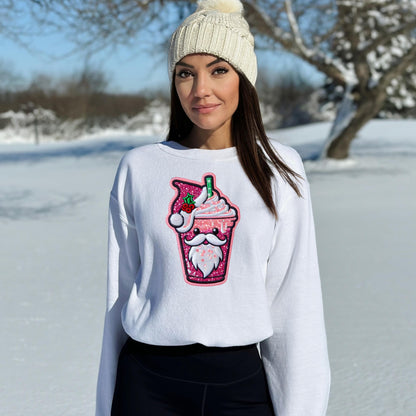 Christmas Iced Coffee Santa Crewneck Sweatshirt - WaveBerry Threads