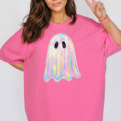 Sparkly Holographic Ghost T-Shirt - WaveBerry Threads