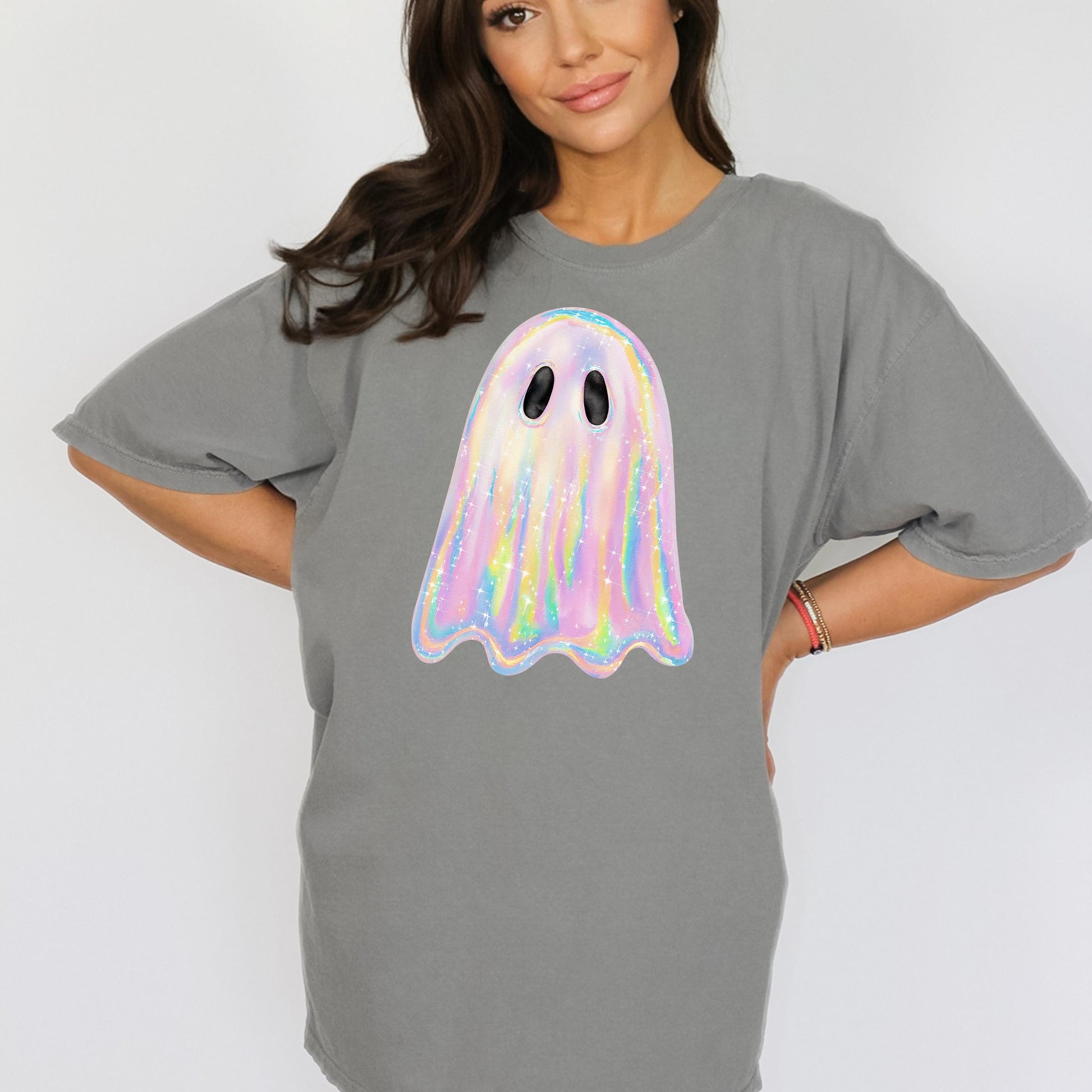 Sparkly Holographic Ghost T-Shirt - WaveBerry Threads