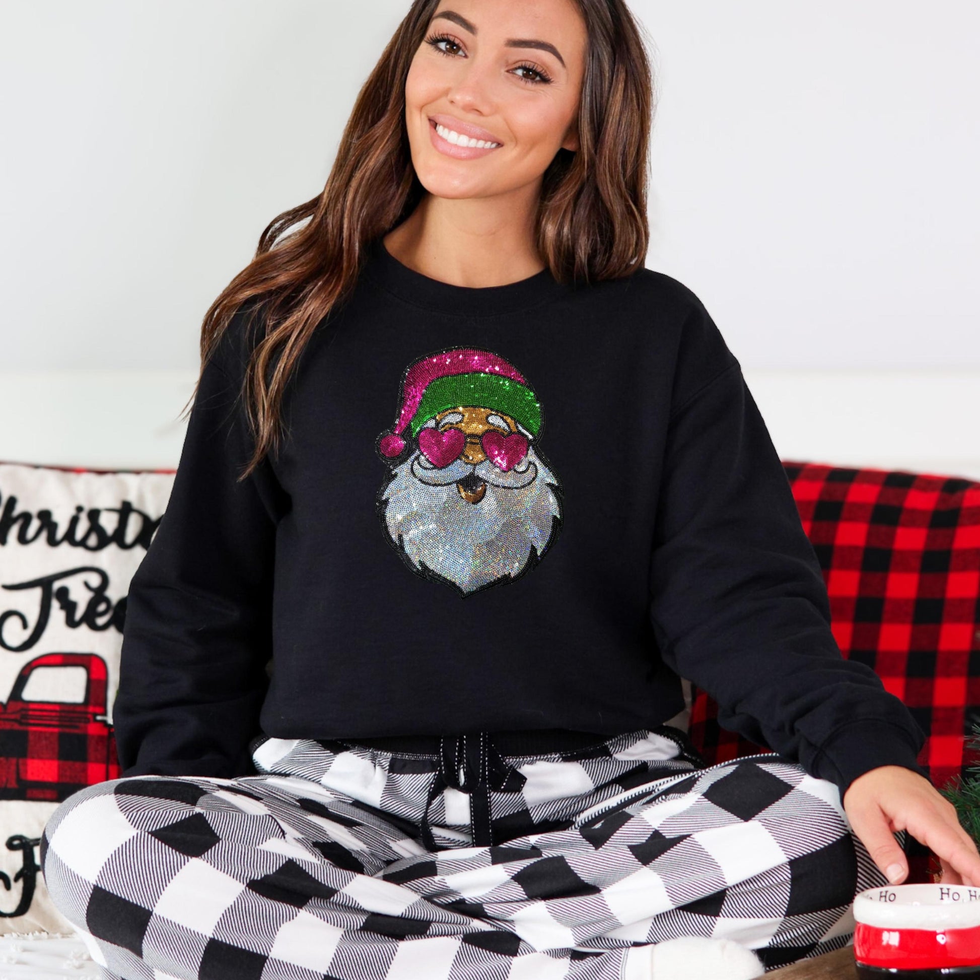 Sequin Santa Claus Crewneck Sweatshirt - WaveBerry Threads